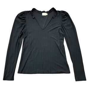 Nation LTD Tamira Long Sleeve Black Top Size Large